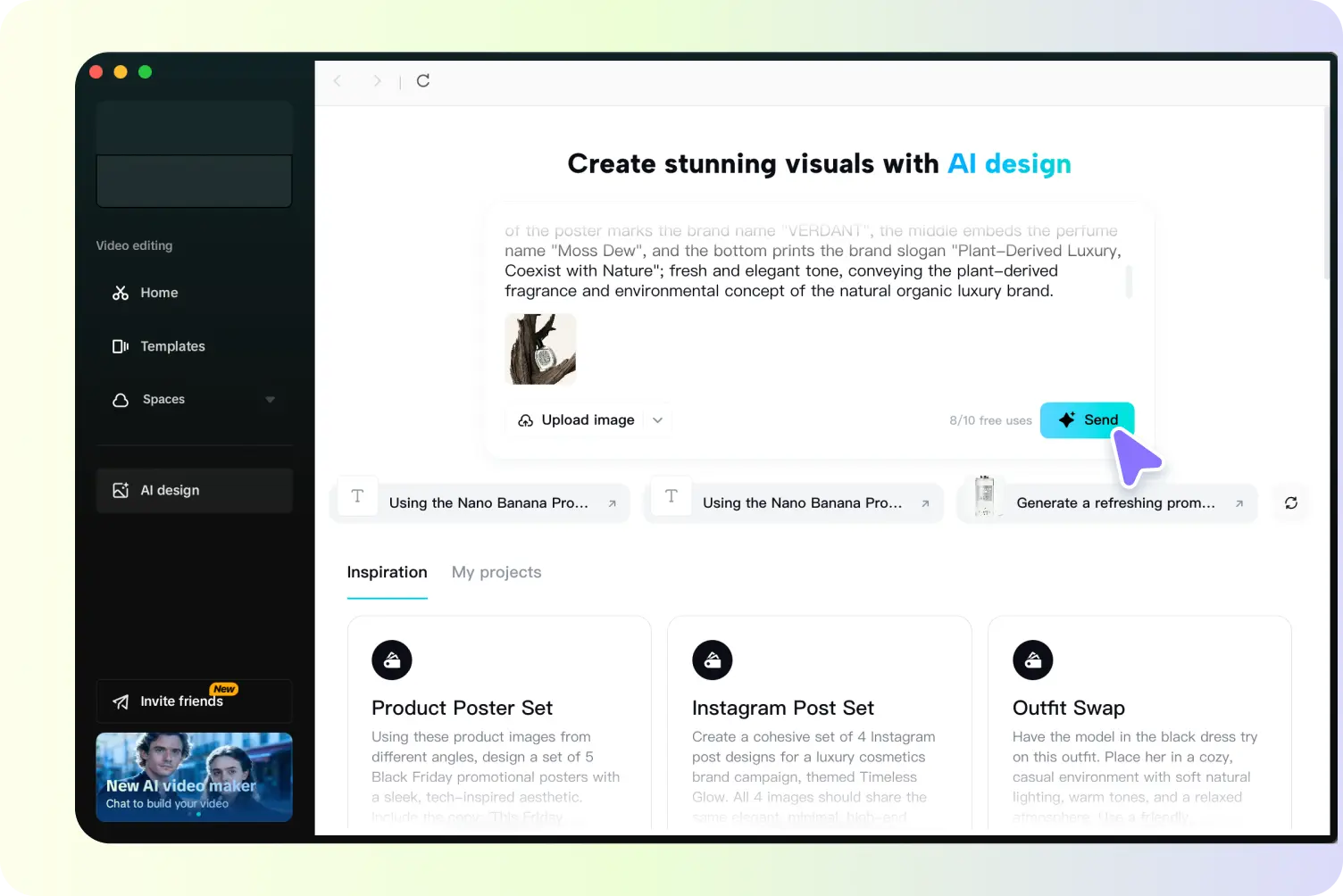 CapCut AI ad generator upload screen for starting with one product image