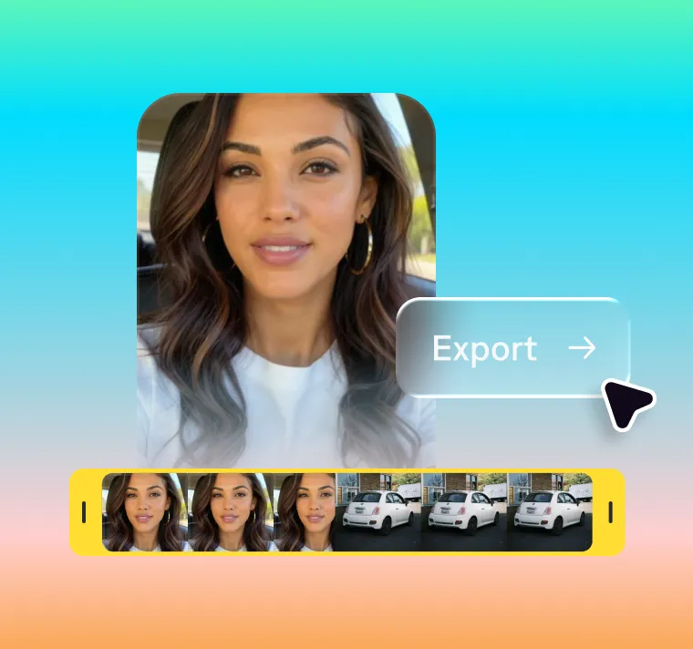 Vertical video export view representing the final stage of choosing and shipping winning short clips