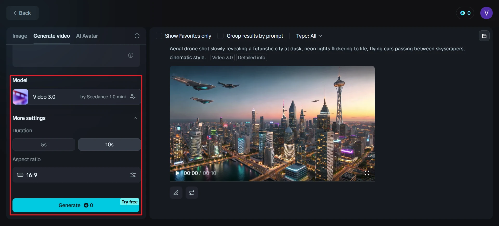 Dreamina video-generation interface for turning prompts into clips