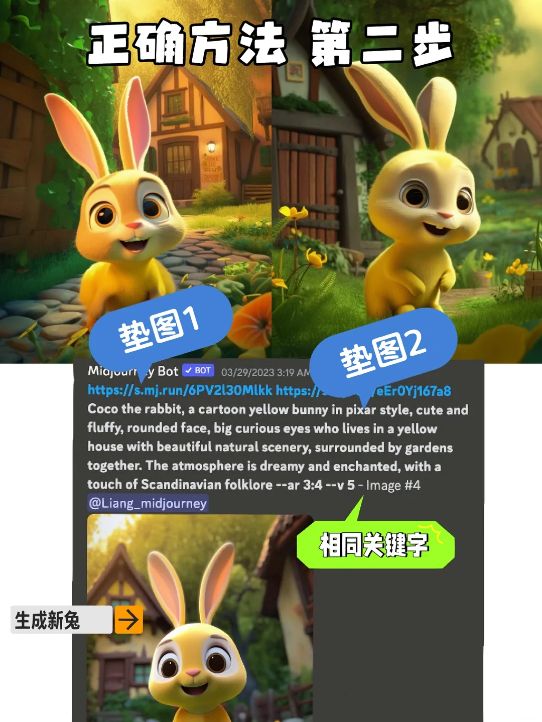 Midjourney prompt variation example used to refine a consistent character across scenes