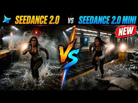 YouTube thumbnail comparing Seedance 2.0 and Seedance 2.0 Mini side by side