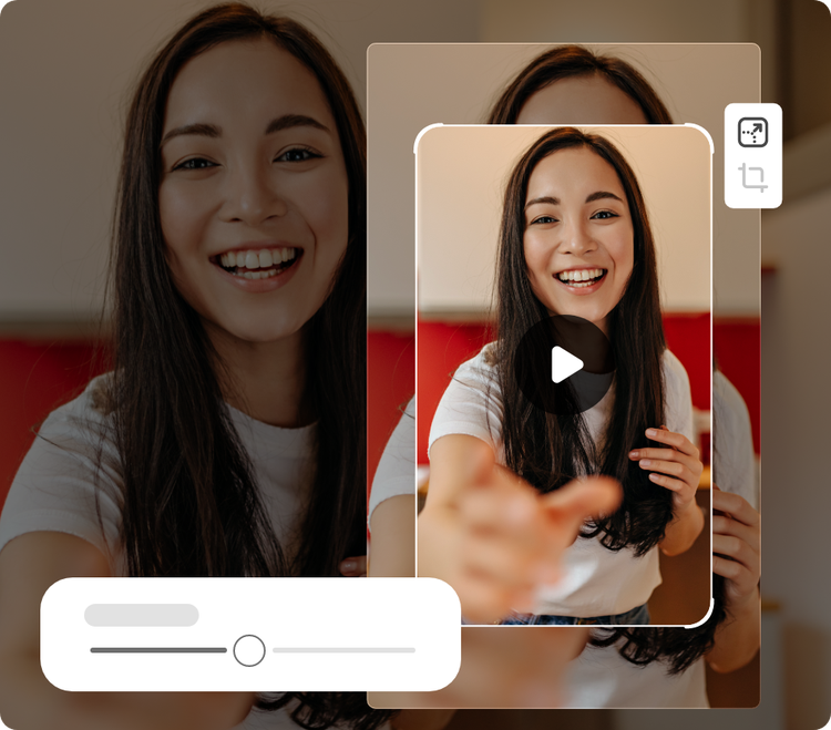 Square resize example centered inside a TikTok-style vertical player